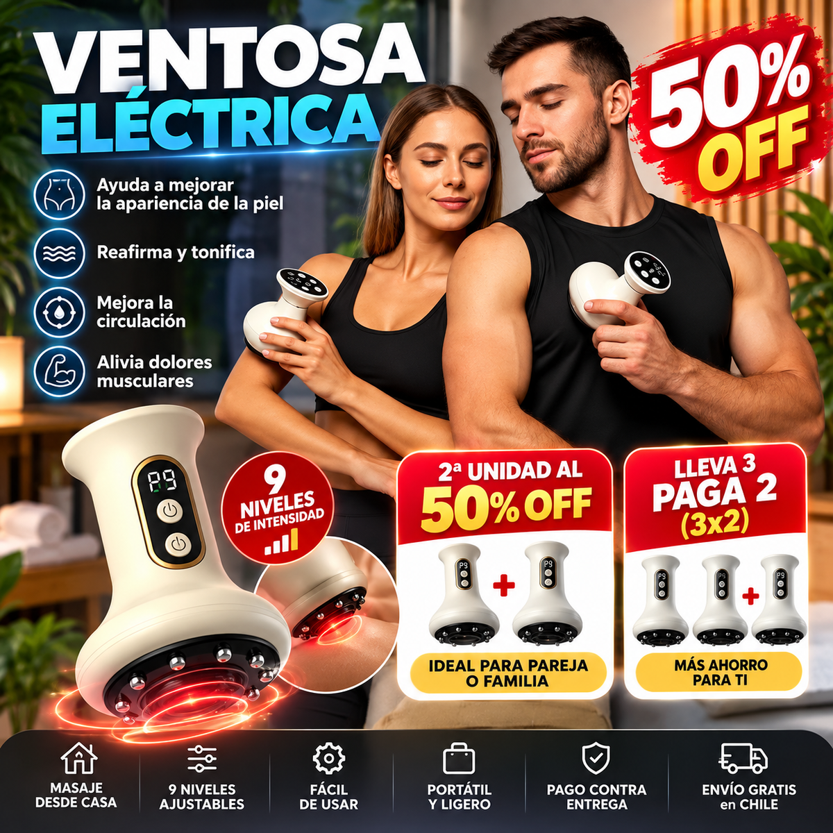 50% OFF | 3x2 SOLO HOY | Masajeador Vento3000 Adiós a la Celulitis!