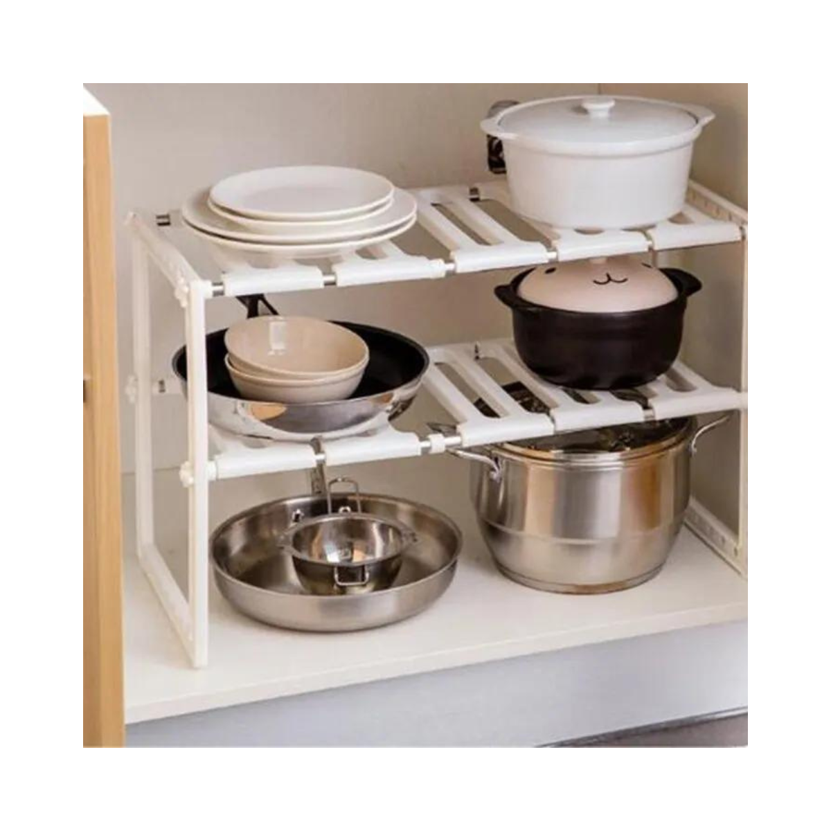 OrganizaPro™: Organizador Doble de Acero Inoxidable