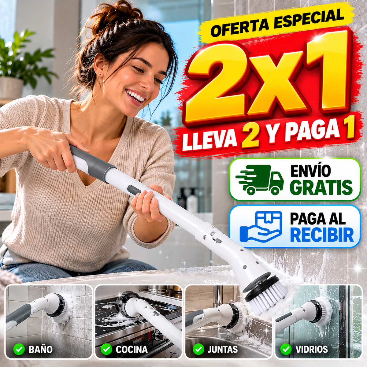 2X1 SOLO POR HOY | Cepillo de limpieza eléctrico CleanPro