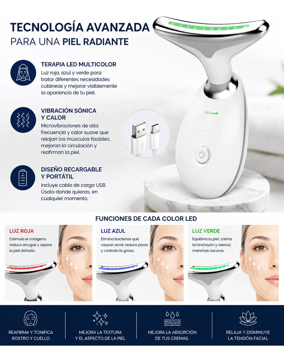 Masajeador Face5000 Led - Reafirma Rostro Y Reduce Papada 🥰