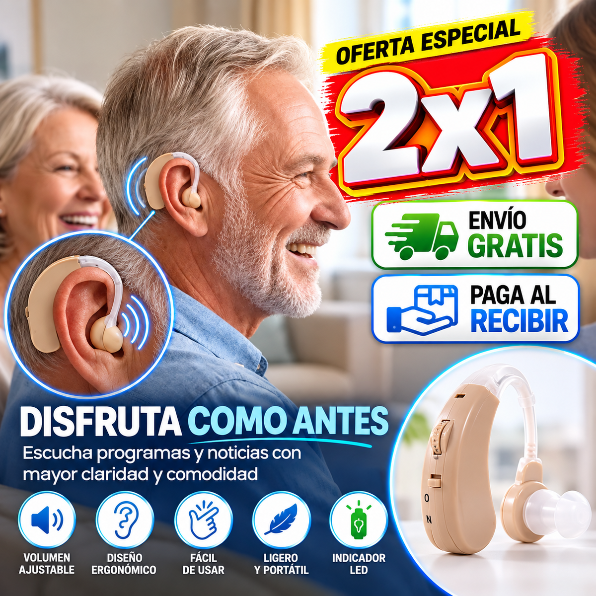 Audífono Amplificador AudioVida™ | Renueva tu audición