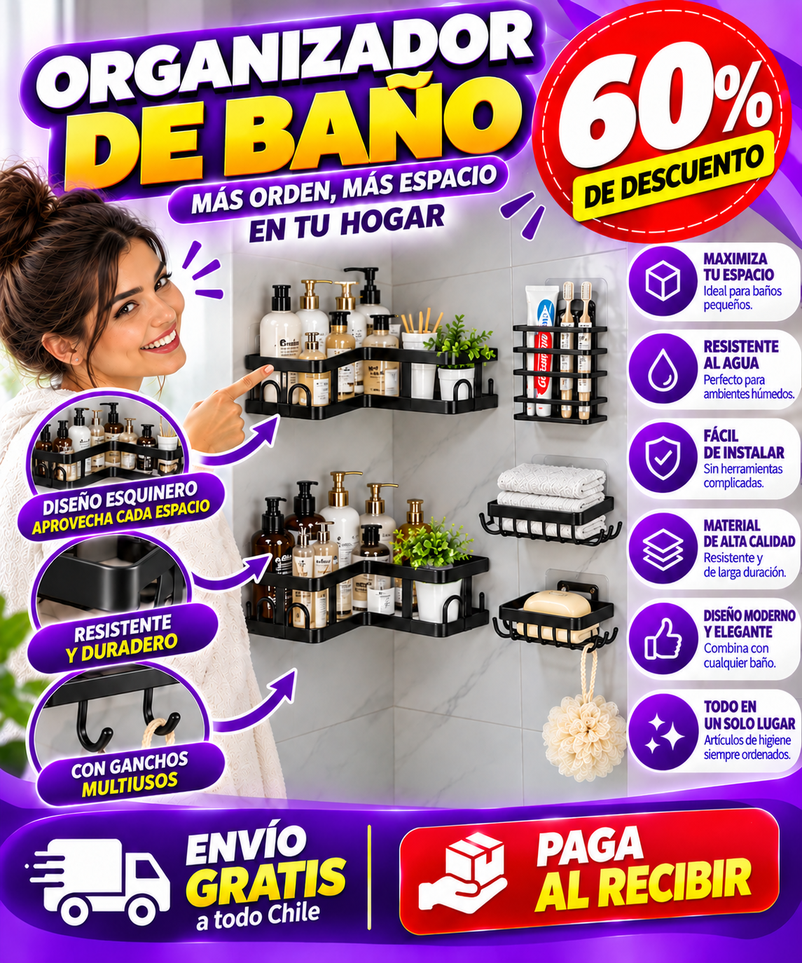 60% DESCUENTO SOLO HOY | DuchaFlex™ | Tu baño ordenado