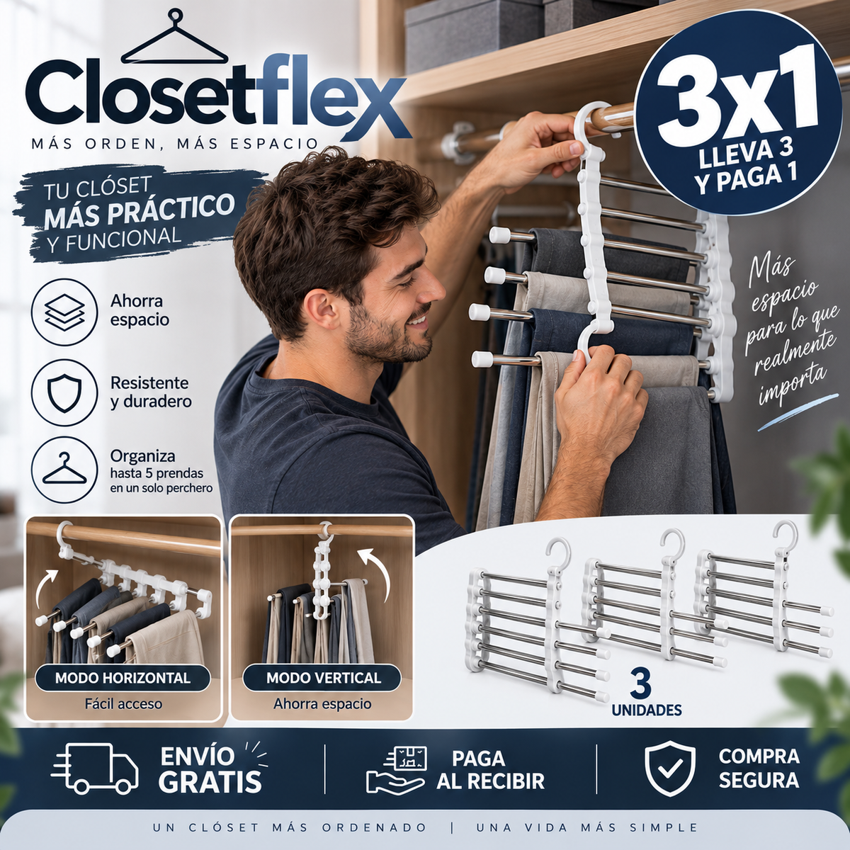 3x1 SOLO HOY | ClosetFlex™ Todo en su lugar, como debe ser