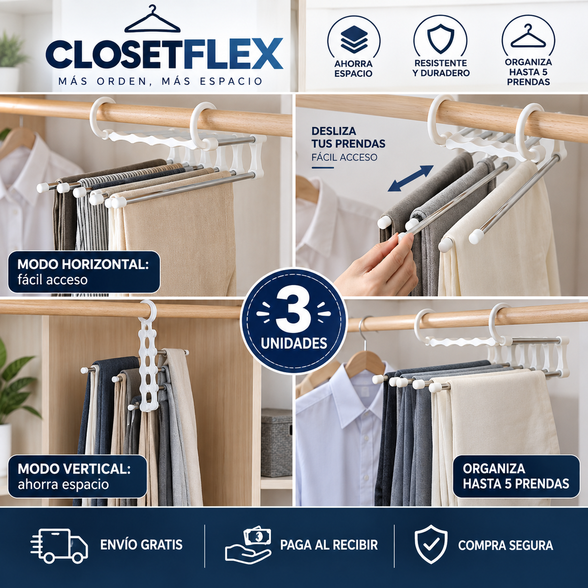 3x1 SOLO HOY | ClosetFlex™ Todo en su lugar, como debe ser
