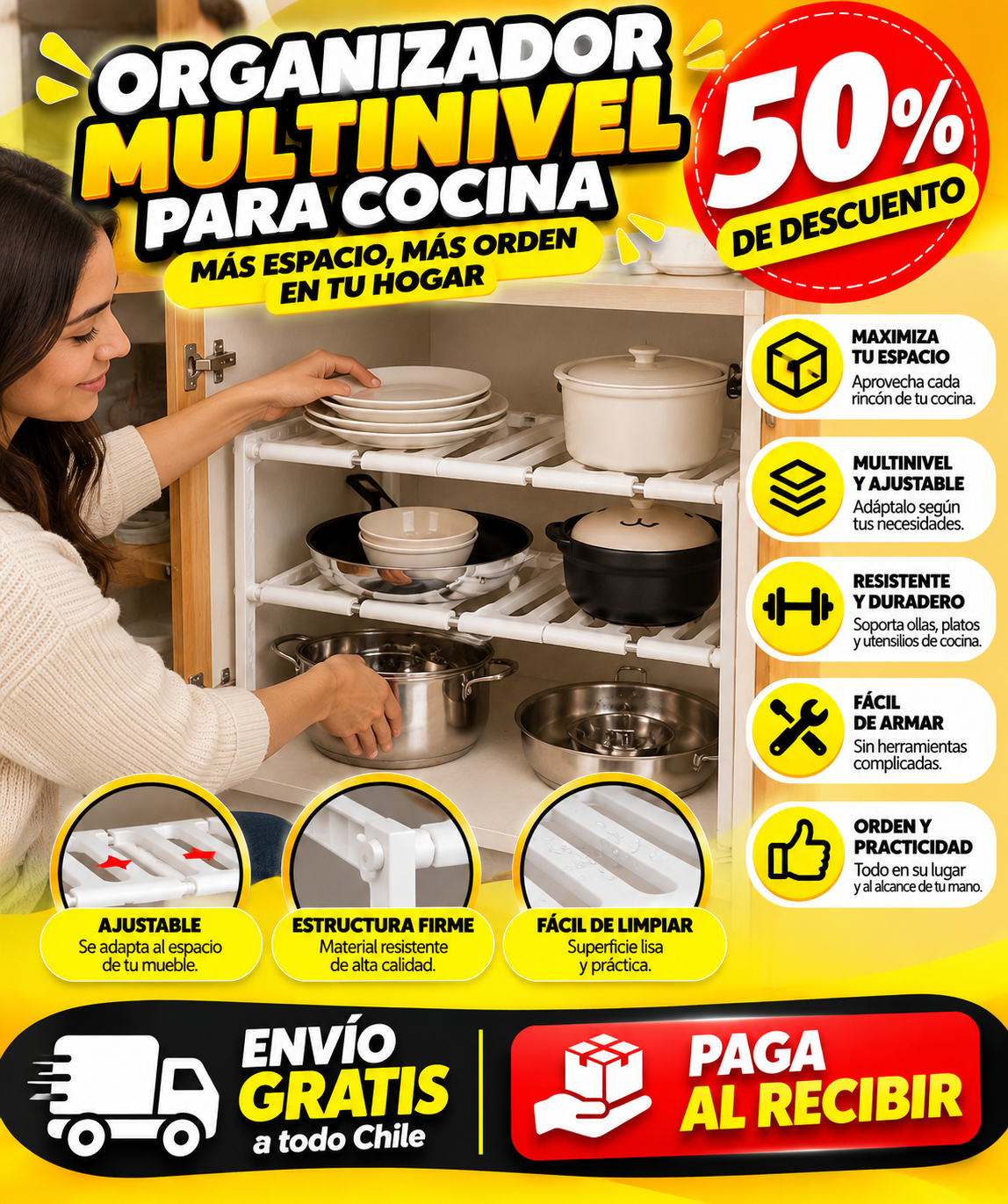 OrganizaPro™: Organizador Doble de Acero Inoxidable