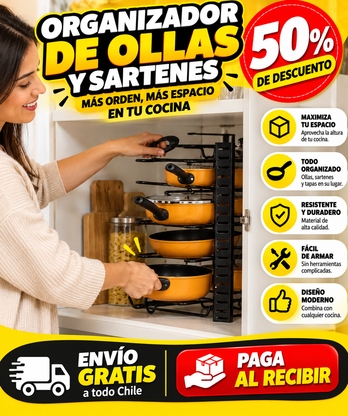 60% DESCUENTO SOLO HOY | OrdenaCook™ | Tus Ollas y Sartenes en su Lugar